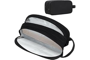 FYY Travel Accessories Bag for Electronics - 2-Layer Travel Cable Organiser Bag, Portable Storage Bag Large Capacity for PC Charger, Cables, Adapters, Cards Black