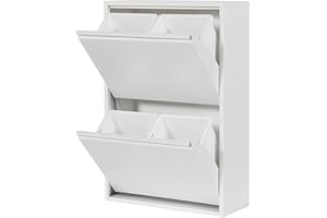 Atahome Recycling Bins for Kitchen Metal Slim Trash Bin Cabinet 4 Bins Plastic Buckets with Metal Handles, 4x15 Litres Bin Divider Storage Organiser, Sturdy Rubbish Bin Didyma 2+2 Drawer (White)