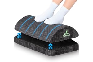Topmener Footrest Under Desk Foot Rest Cushion Ergonomic Foot Stool Cosy Memory Foam Non-Slip Cool Massage Dots and 2 Optional Heights Adjustable Leg Rest for Home, Office, Travel & Gaming