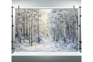 WaW 2.7x1.8m Fotohintergrund Winterschnee Weiße Wald Fotoleinwand Hintergrund Weihnachten für Fotostudios Fotografie Kinder Shooting Winter Wonderland Christmas Backdrop