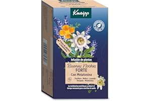 Kneipp Infusión Buenas Noches Forte, Tranquilizante Natural, Infusión de Melatonina, Pasiflora y Lavanda, Ayuda a Reducir el Tiempo para Conciliar el Sueño, 20 Bolsitas (1,5 g)