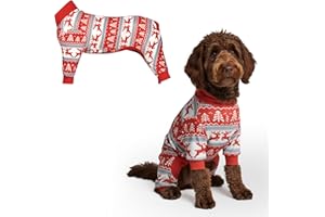 Spark Paws Dog Pyjama, Ultra-soft and 4-way stretch, Recovery-suit PJ Onesie for Small, Medium and Large Breeds - Winter Wonderland, 2XL