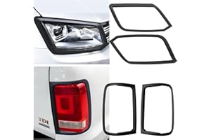 JHCHAN Headlight, Taillight Guard for VW Amarok Accessories 2011-2022 V5 V6 Aventura Atacama Canyon Highline Startline Trendline Front and Rear Light Kits Surround Trims Cover External Black Protector