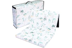 TOTSY BABY Reisebett Matratze 60x120 cm faltbar - Dicke Faltbare Matratze für Baby Klappmatratze Kinder Matratze Reisebett Wassertiere Blau