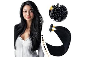 Elailite Extension Cheratina Capelli Veri 50 Ciocche - 40g 35cm 100% Remy Human Hair con Keratina Invisibili Capelli Indiani #1 Jet Nero