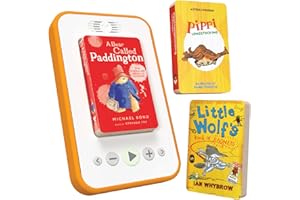 voxblock Wifi & Screen-Free, Portable Kids Audio Book Player | Younger Listeners Starter Pack - Paddington Book, Pippi Longstocking Kids Audio Books