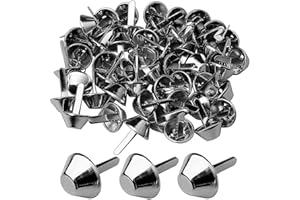 BSGP Lot de 50 clous de pied de sac de 15 mm, pieds coniques pour sac à main, clous pour maroquinerie, apprêts de maroquinerie, couleur nickel