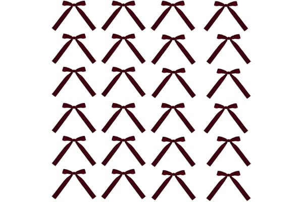 Red Bows 24 Pieces Burgundy Velvet Bows - Velvet Bows for Christmas Tree, Christmas Velvet Ribbon Bows, X'mas Tree Bows Decorations, for X'mas Tree and Garland, Gift Wrapping, Home and Wedding Decor