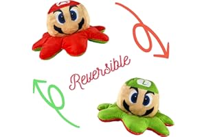 JIFFYBAIR Mario and Luigi Plushie | Squishmallow Toys | Double-Sided Flip Reversible Octopus Plush | Reversible Superhero Soft Toy | Stuffed Toys