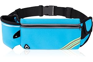 GOZINA Running Belt with Water Bottle Holder for Men Women，Running Phone Holder Money Belt with Adjustable Elastic Strap Lightweight Fanny Pack Waist Bag Waterproof for Cycling Hiking Traveling (Blue)
