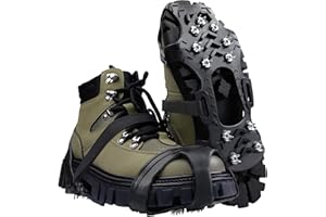 MTSKAEO Crampones Nieve Hielo,Crampones para Botas De Senderismo,Tacos de Hielo Tracción Antideslizante