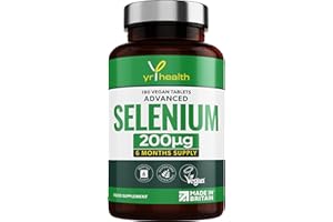Selenium 200mcg Tablets - 180 Vegan Society Registered Pills, for Thyroid and Immune Health, Hair, Skin and Nails - 6 Month Supply Tablets Not Capsules - Made in The UK by YrHealth