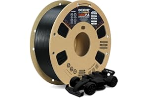 OVERTURE Turbo PLA 1.75mm Filamento 3D Ultra Rápido (600mm/s), 1kg Carrete Cartón, +/-0.02mm, Sin Deformaciones, Compatible con Impresoras FDM (Rápido Negro)