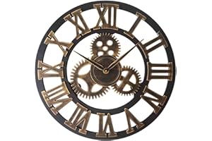 AAADRESSES Garden Clock Weatherproof, Outdoor Garden Wall Clock, Large Wooden Garden Clock, Garden Wooden Wall Clock, Large Roman Numerals, Indoor Outdoor Decoration,Metallic,31.5inch/80cm