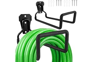 Muyohix Portatubo in Metallo, 2 Pezzi Supporto per Tubo da Giardino a Parete, Portatubo da Giardino, Gancio per Tubo da Giardino Nero per Tubo dell'acqua, Cavo di Prolunga