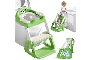 ZQEJEFD Réducteur Toilette Enfant, Stabiliser Rehausseur Toilette Enfant avec Structures Triangulaires, Adaptateur Toilette Enfant 2 en 1, Pliable et Réglable,Adapté aux Toilettes en Forme de V, U, O