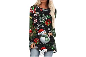 LUOLUOLUO Womens Christmas Tree Sweatshirts UK Sale, Ladies Xmas Pullover Long Sleeve Tops Crewneck Blouse Oversized T Shirts Novelty Funny Xmas Holiday Casual Sweatshirt 3D Print Jumper Going Out Shirt