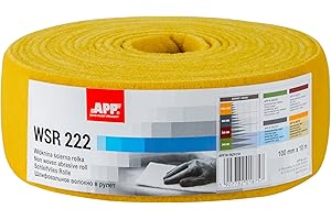 AUTO-PLAST PRODUKT APP WSR 222 - Schleifvliesrolle, 100 mm x 10 m, gelb | Extrem langlebiges Schleifvlies für Metall, Holz, Stahl und Edelstahl | Grobkörnige Schleifwolle, Körnung: 1000-1200