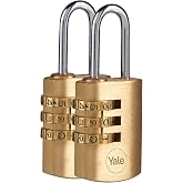 Yale Y150B/22/120/2-22mm Şifreli Pirin&ccedil; Asma Kilit 2'li Set - Standart Koruma - &Ccedil;elik Halka - 3 Haneli Şifre