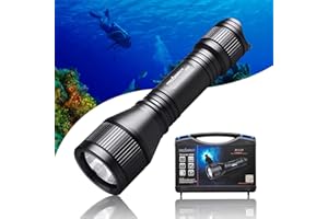 ORCATORCH D550 Lampe de Plongée Sous Marine, 1000 Lumens Lampe de Plongée LED avec 3 Modes, IP68 Torche de Plongée de Nuit étanche à l’eau 150 Mètres Lumière Submersible
