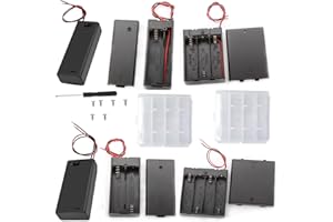 VISSQH 6 Pièces AA Support de Batterie avec Wire Leads,1/2/3/4 x 1.5V Support de Batterie,Noir Battery Holder Box Case,AA Boîte à Piles en Plastique avec Couvercle et Interrupteur on/Off