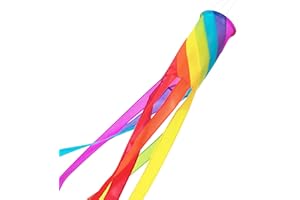 emma kites 60in / 152cm Long Rainbow Spiral Windsock Bright Colors Colorful Windsocks Spinners Outdoor Backyard Porch Camping Campsite Garden Decoration