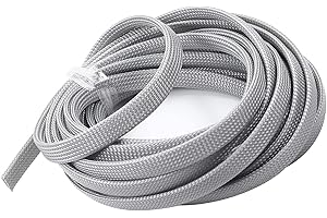 Othmro 1pc Cable Management Sleeve, Braided Cable Tidy, Cord Cover Wire Hider, 5m Cable Organizers Wire Tidy for TV/PC USB Cable, Gray (Width:10mm)