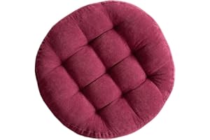 Morbuy Cojín de Asiento para Sofá Silla Redondo, Transpirable Suave Grueso Acolchados Pana Tatami Futón Almohadas Cojín de Piso Decoración Hogar para Comedor,Jardín,Oficina (40cm/15.7in,Rojo)