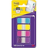 Post-it Index Strong Filing Tabs, Small - 40 Tabs, 15.8 mm x 38.1 mm, Blue, Purple, Pink, Yellow - Extra Strong Sticky Flags