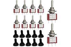 Mini vippomkopplare, Dujelixa 3pin 3positioner dubbelsidig återställningsbrytare, 6 mm beskuren MTS-123 brytare 10 st, SPDT m