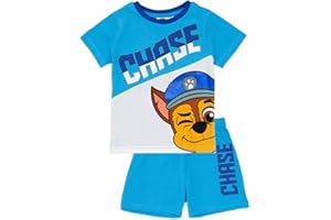 Paw Patrol Chłopięcy zestaw piżamy niebieski Chase | Dziecięca koszulka i szorty Chase piżamy | Oficjalny gadżet Paw Patrol | Idealny prezent dla małych fanów Psiego Patrolu