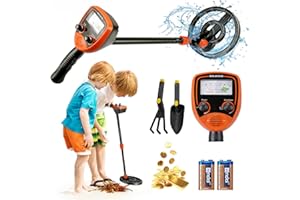 Detector de Metales, SenDeluz Detector de Metales para niños con Pantalla LCD Detector de Metales Ligero para niños con Bobina Impermeable IP68 Vástago Ajustable Juguetes al Aire Libre para niños