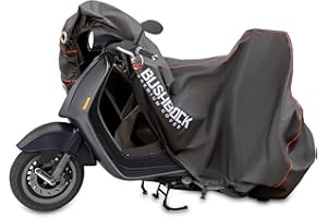 ‎BUSHBOCK PREMIUM COVER BUSHBOCK® Premium Abdeckplane für Motorräder/Motorroller mit Topcase - Kein Aufreißen mehr! - wasserdichte Abdeckhaube - Motorradplane