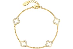 Philip Jones Gold Plated Clover Bracelet Created with Zircondia® Crystals