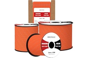 Brotree 3mm Paracord 425 100% Nylon 30M Rope 3 Strands Type II Parachute Cord for Outdoor, Craft, DIY - 192kg Breaking Load (Reflective Orange)