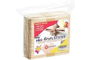 Apremont 300 Mini Natural Lollipop Wooden Food Grade Craft Sticks - Ice Cream Lolly - Popsicle - 3.5 inch - Suit Crafting, Stirring, Paddle, Waxing, Small Ice Pop Stick for Kids DIY