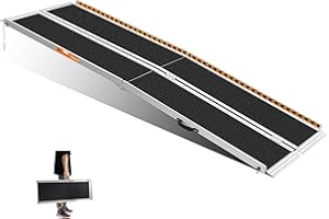 ‎GARDHOM gardhom Rollstuhlrampe Klappbar, 244 cm, 362 kg Tragfähigkeit, Schwarz, Aluminium, Extrabreit 72 cm, Schwellenrampe für Heimtreppen & Türschwellen