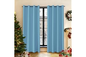 Ystyle Tende Oscuranti Per Interni 2 Pezzi, 140x280cm, Tende Camera Da Letto Moderne Con Anelli, Tende Natalizie Impermeabile, Tenda Termica Isolante Freddo Per Soggiorno Cameretta, Blu Chiaro