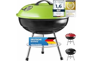 GOODS+GADGETS Micro BBQ kettle grill parrilla de carbón compacta de viaje parrilla de mesa acero inoxidable esmaltado 38cm (Verde)