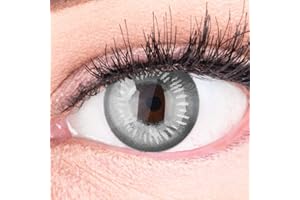 ‎MERALENS Farbige Graue Kontaktlinsen Anime Gray Circle Lenses Heroes Of Cosplay Stark Deckend Ohne Stärke mit gratis Linsenbehälter