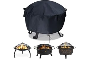 Iptienda Fire Pit Cover, 420D Waterproof Heavy Duty Round Patio Fire Pit Cover Outdoor Fire Pit Cover-127x61cm