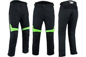 Sterling Sports®Men Textile Waterproof Motorbike Motorcycle Thermal Armoured Trouser Cargo Pant Black Cameo Grey Green (Black Flourcent, Waist 34 Leg 32)