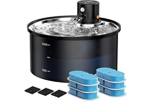 VKIMISS Battery Operated Cat Water Fountain: Wireless Pet Fountain - 108oz/3.2L Cordless Cat Dispenser with Motion Sensor Rechargeable Automatic Drinking Fountains for Cats - with 6 Filters + 3 Foam Filters