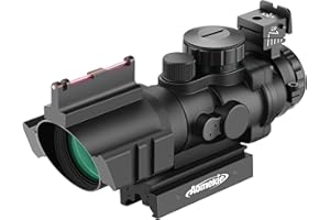 Aomekie Lunettes de Visée 4X32 Viseur Point Rouge Chasse Rouge Vert Bleu Point Trois Niveaux de Luminosité pour 11mm/22mm Picatinny Rail