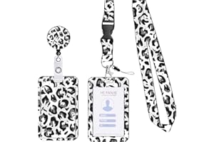 KHDULQ Collier Porte Carte, Porte Badge, Porte Badge Tour De Cou (Imprimé Léopard) Pour Fournitures De Bureau Et Scolaires.