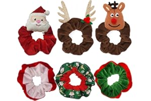 Lyneun Lot de 6 chouchous de Noël en velours doux et mignons pour queue de cheval