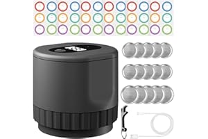 cimsfcor Mason Jar Vakuumiergerät, elektrisches Vakuumiergerät für Einmachgläser mit 15 Stück Einmachflaschenverschluss & 6 Stück Etikettenpapier & 1 Stück Flaschenöffner, automatische Einmachgläser