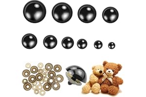 CECOMBINE 120 Stück 12-30 mm Sicherheitsaugen mit Unterlegscheiben Set, Enthält 60 Augen und 60 Unterlegscheiben, Gehäkelte Augen Große Sicherheitsaugen für Amigurumi-Puppen-Plüschtiere, 10 Größen