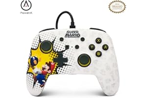PowerA Manette filaire améliorée pour Nintendo Switch, modèle Switch OLED et Nintendo Switch Lite, accessoire de jeu, manette de jeu, manette filaire, sous licence officielle - Mario: Bob-omb Blast