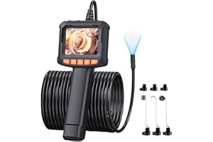 Endoscope Inspection Camera,Hopefox 2.4'' IPS Screen Borescope with 8 LED Lights, IP67 Waterproof Endoscope, 1080P HD Drain Camera with 33FT Semi-Rigid Cable, Gadgets for Men